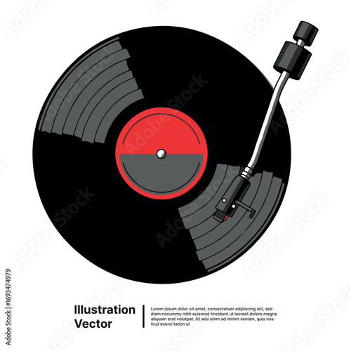 Isometric illustration of a classic portable turntable playing vinyl records, evoking nostalgic audio experiences