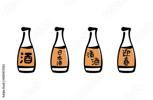 日本酒のボトルのベクターイラスト