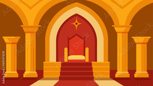 Illustration of a throne room with columns
