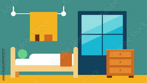 Bedroom scene with bed and nightstand