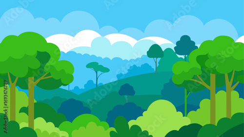 Illustration of a forest landscape view