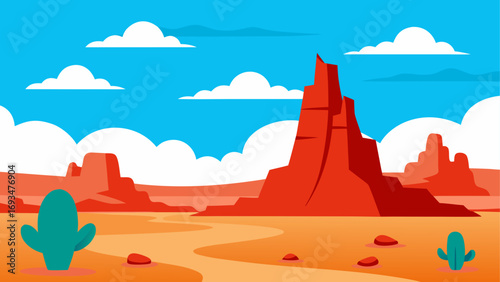 A desert landscape with rocks and cactus