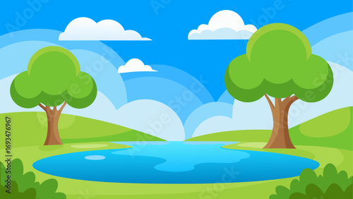 Cityscape with buildings and orange sun