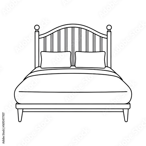 A bed illustration vector style coloring page