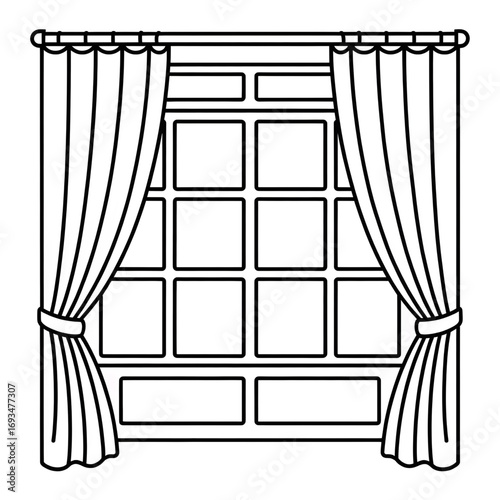 A curtains illustration vector style coloring page