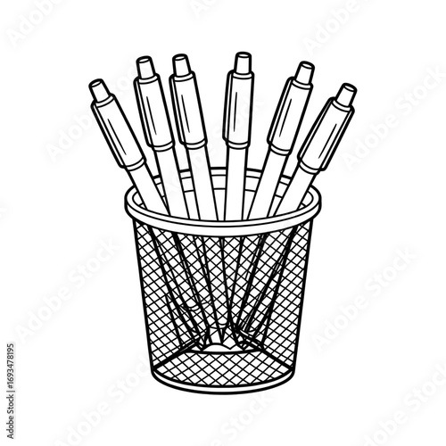 A pen inside the holder illustration vector style coloring page