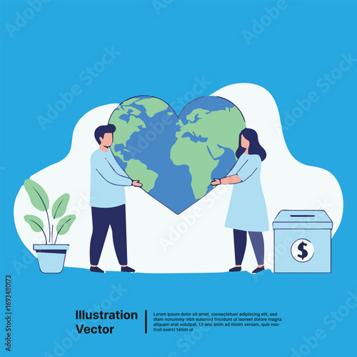 Couple Protecting Earth A Heartfelt Illustration for Environmental Causes