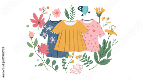 Simple Vector Illustration with Clothes – Minimalist Apparel Icons Depicting Fashion Outfits, Casual Wear, and Clothing Elements for Modern Design Projects