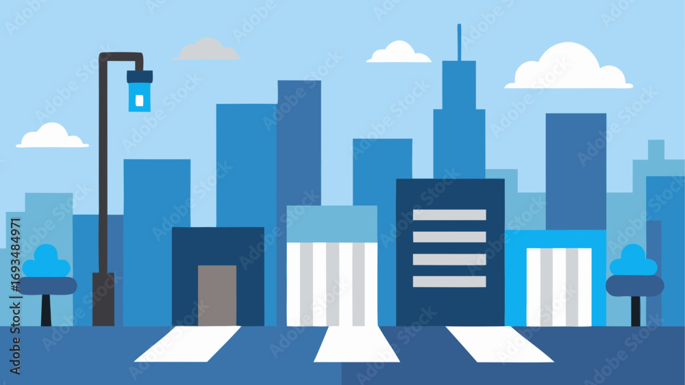 Naklejka premium Illustration of city skyline with clouds