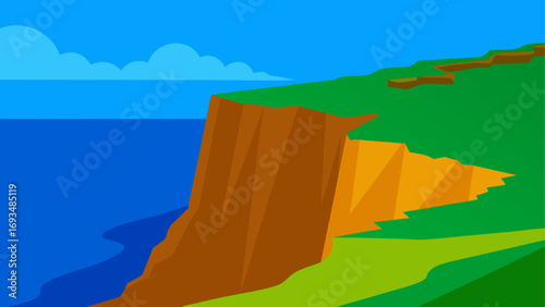 Illustration of a cliffside near the ocean