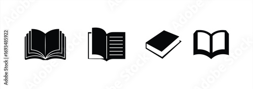 Book icon set, isolated icon on white background, vector illustration
