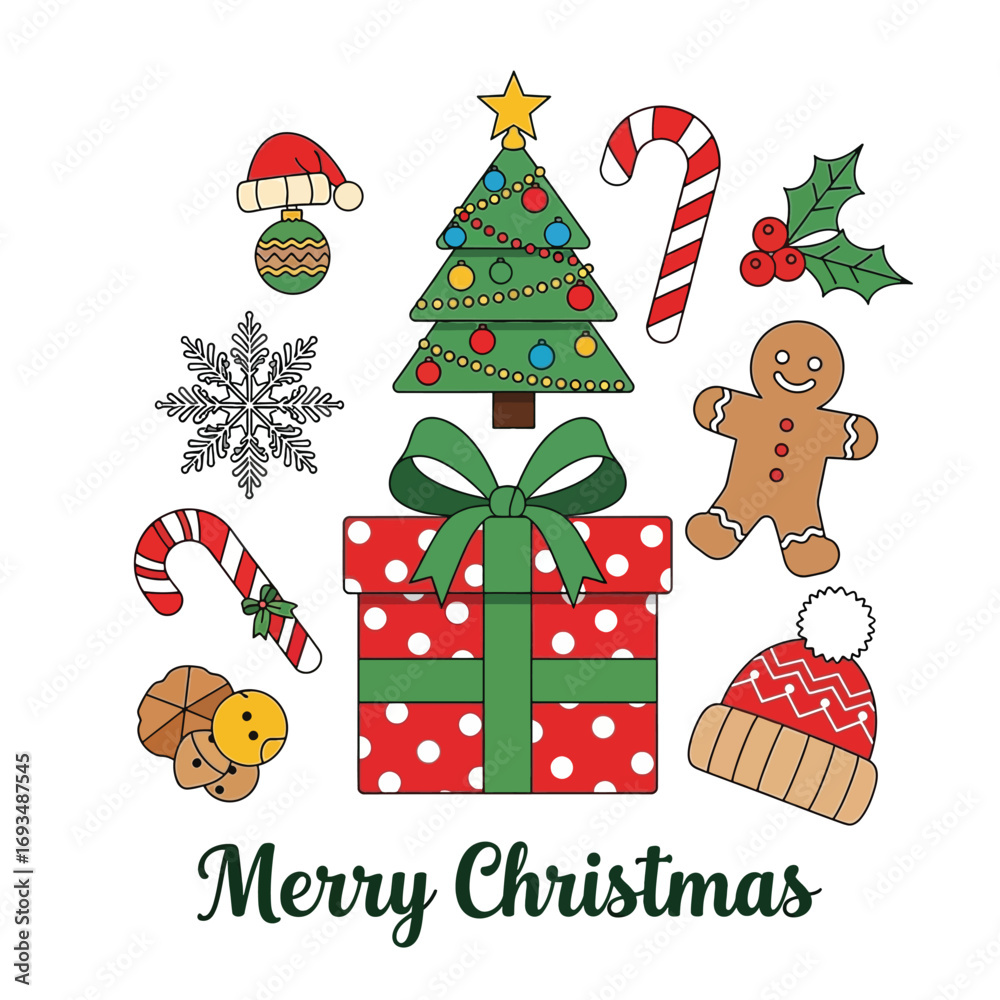 Fototapeta premium Merry Christmas Festive Holiday Season Decorations