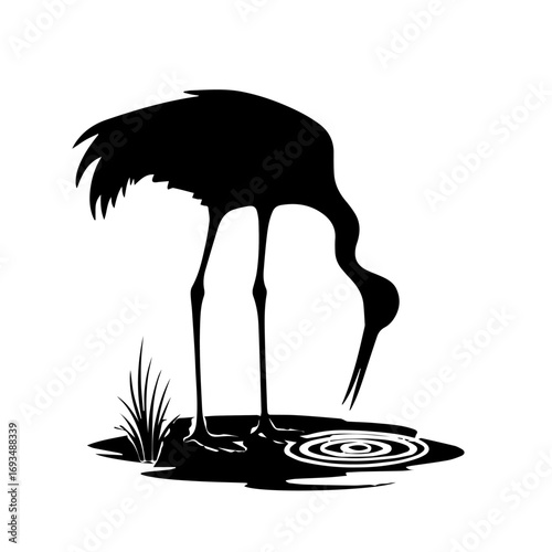 vector illustration of a flamingo silhouette , flamingo, bird, animal, vector, silhouette, illustration, nature, heron, pink, wildlife, crane, black, birds, white, ostrich, beak, isolated, cartoon, wi
