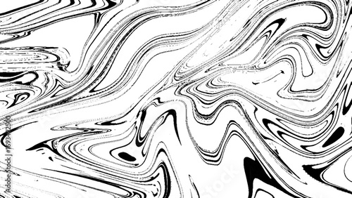 Black and white modern fluid marble background. White and black digital background made of interweaving curved shapes.