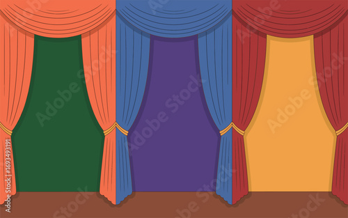 Colorful Stage Curtains with Different Backdrops