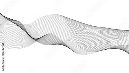 Abstract vector background with black wavy lines. Digital frequency track equalizer. Stylized line art background.
