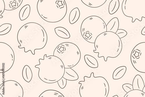 Fruits seamless pattern with blueberry cartoon background