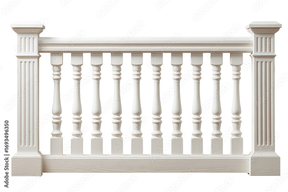 Naklejka premium Elegant white classic architectural balustrade isolated on white.