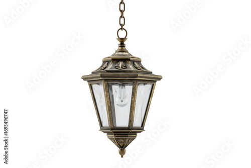 Vintage style bronze outdoor hanging lantern light fixture.