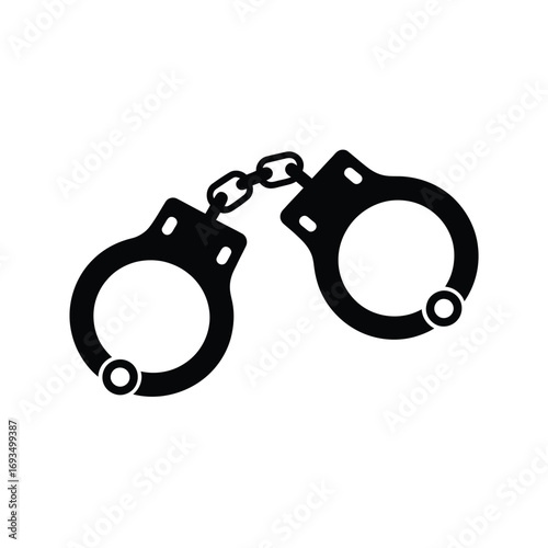 Black silhouette of handcuffs on a white background