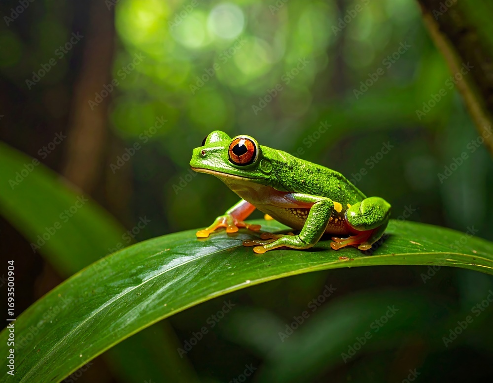 Fototapeta premium Green frog on a leaf
