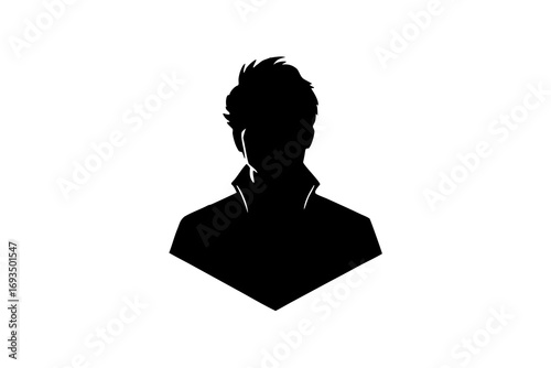 Silhouette of a persons head and shoulders with spiky hair