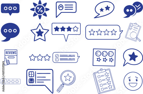 Review icon set vector collection