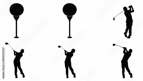 Dynamic golfer swings club hitting ball, capturing athletic action and sport passion