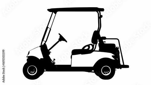 Sleek black golf cart silhouette ready for transport on any course, offering convenience and style