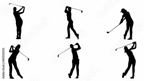 Dynamic golf silhouettes capture the power and grace of the swing in action