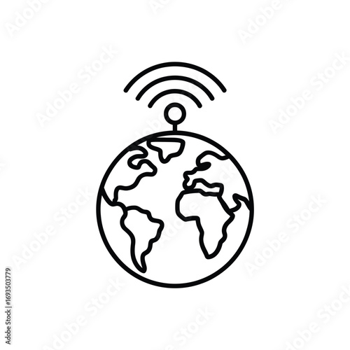 Global wi fi connection and internet symbol on planet earth