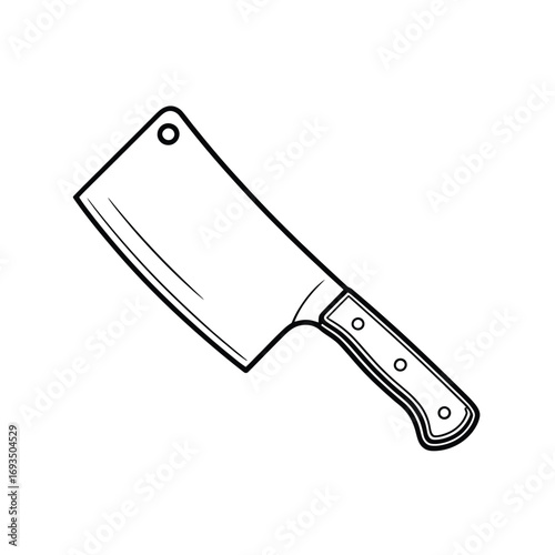 Hand drawn illustration of a butcher knife on a white background