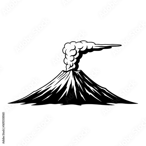 Volcano Eruption: A dramatic illustration depicts a volcano erupting, spewing a plume of smoke, showcasing raw power and natural force. 