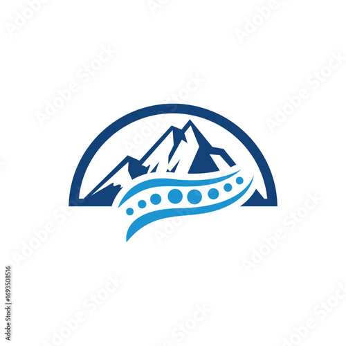 Gradient Blue Mountain Spine Logo – Modern Wellness Symbol