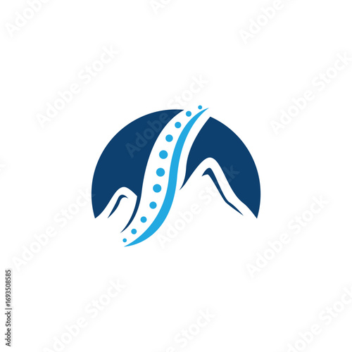 Vertical Spine Mountain Logo – Healing and Recovery Concept