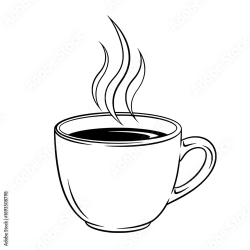 Steaming Coffee Cup: A simple and classic illustration of a steaming coffee cup. The art piece captures the essence of warmth and invigoration.