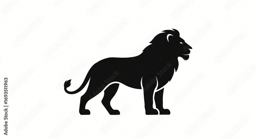 Obraz premium Majestic Black Lion Silhouette Wild Animal Profile View Powerful King of the Jungle Wildlife