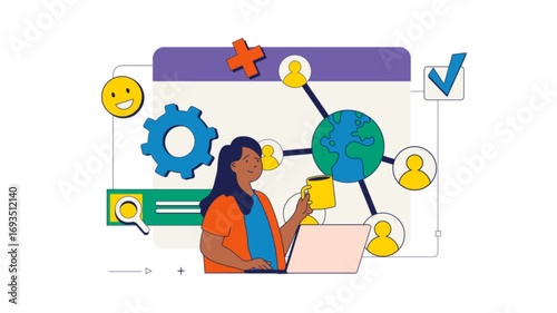 Social network Animated Illustration