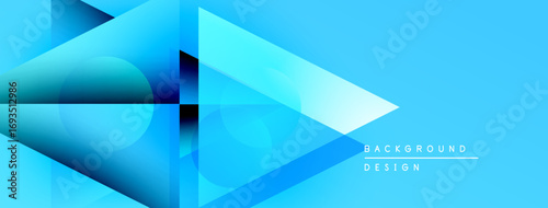 Abstract blue shapes overlap, creating dynamic visual effect. Gradient hues suggest depth, modern design aesthetic.