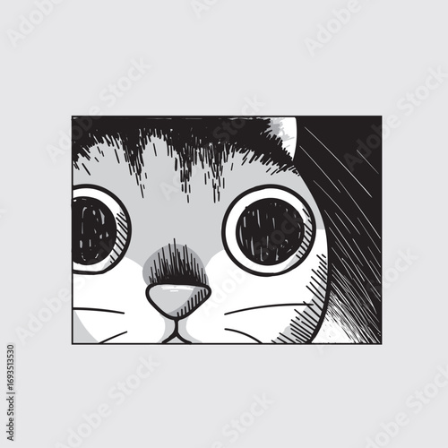 Terrified cat face, EPS illustration