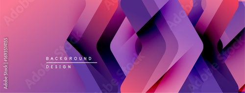 Abstract geometric shapes create vibrant gradient background. Pink, purple hues dominate design, offering modern aesthetic.