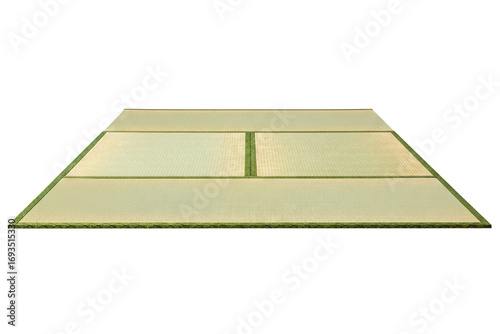 Traditional tatami mat flooring with a decorative green border isolated on a transparent background