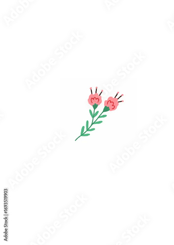 Blooming wild flowers on stems with leaf and lush.ai