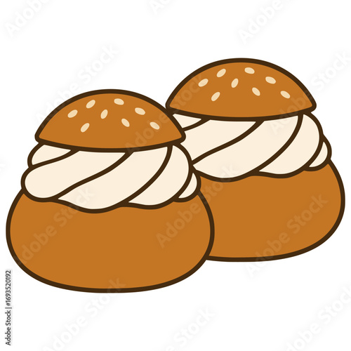 Vastlakukkel Estonia cream buns flat color vector illustration template design