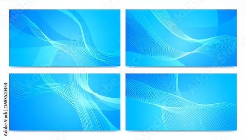Abstract blue wavy background set