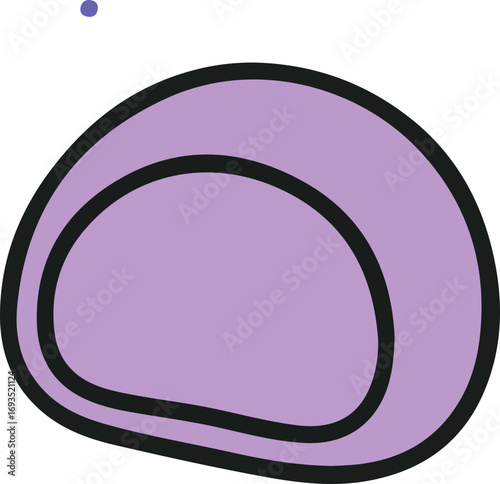 A single, round, purple mochi dessert.