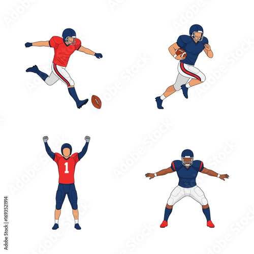 Male Athlete Performing American Football Moves for Action Sports Photography
