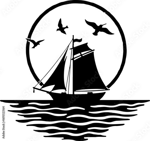 silhouette of a sailing ship, ship, boat, sea, sail, sailboat, sailing, ocean, water, yacht, pirate, vessel, nautical, old, travel, silhouette, mast, sunset, sky, schooner, transportation, summer, mar