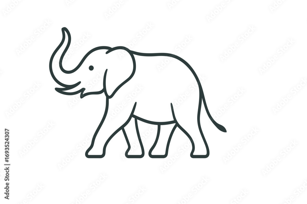 Fototapeta premium Elegant elephant line art illustration for wildlife conservation projects and zoo branding, perfect for logos, educational materials, or minimalist designs