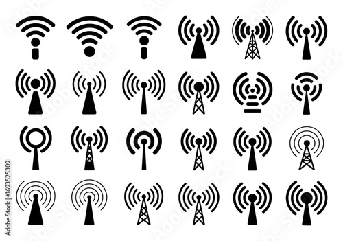 Collection of Wireless Signal and Antenna Icons